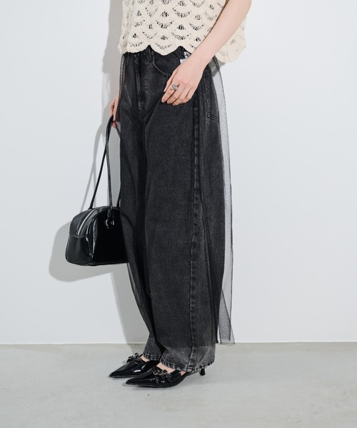 Shelly island(シェリーアイランド)の「チュールワイドパンツ(その他パンツ・レディース・ブラック/グレー・M)」の18枚目の写真