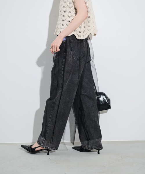 Shelly island(シェリーアイランド)の「チュールワイドパンツ(その他パンツ・レディース・ブラック/グレー・M)」の19枚目の写真