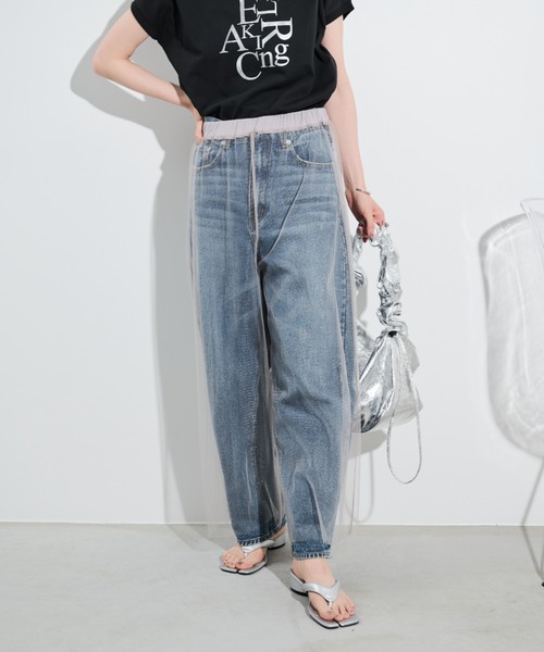 Shelly island(シェリーアイランド)の「チュールワイドパンツ(その他パンツ・レディース・ブラック/グレー・M)」の10枚目の写真