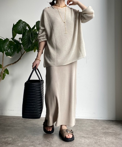 DouDou（ドゥドゥ）の「カノコ編み2WAYプルオーバー（ニット/セーター・レディース・ピンク/ライトベージュ/ブラック/ライトグレー/バイオレット・FREE）」の7枚目の写真