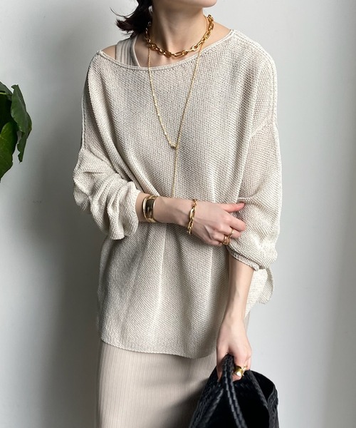 DouDou（ドゥドゥ）の「カノコ編み2WAYプルオーバー（ニット/セーター・レディース・ピンク/ライトベージュ/ブラック/ライトグレー/バイオレット・FREE）」の12枚目の写真