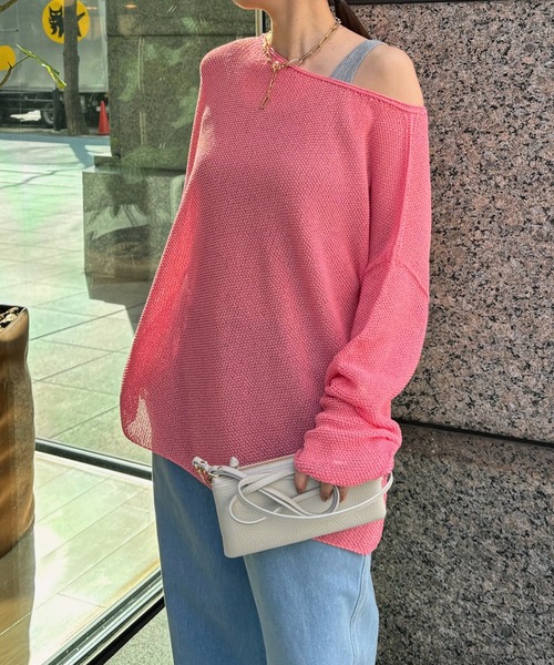 DouDou（ドゥドゥ）の「カノコ編み2WAYプルオーバー（ニット/セーター・レディース・ピンク/ライトベージュ/ブラック/ライトグレー/バイオレット・FREE）」の18枚目の写真