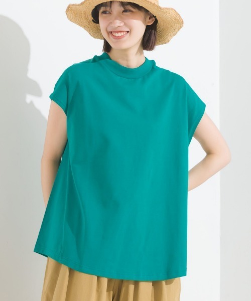 OMNES（オムネス）の「コットンベア天竺ボトルネックAラインプルオーバー（Tシャツ/カットソー・レディース・ブラック/ホワイト/ライトグレー/グリーン/キャメル/桜・MEDIUM/LARGE）」の22枚目の写真