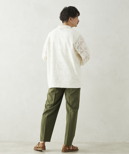 JOURNAL STANDARD relume（ジャーナルスタンダード　レリューム）の「スキッパーレース ループシャツ（シャツ/ブラウス・メンズ・ブラック/ホワイト・MEDIUM/LARGE）」の19枚目の写真