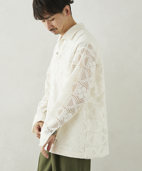 JOURNAL STANDARD relume（ジャーナルスタンダード　レリューム）の「スキッパーレース ループシャツ（シャツ/ブラウス・メンズ・ブラック/ホワイト・MEDIUM/LARGE）」の22枚目の写真