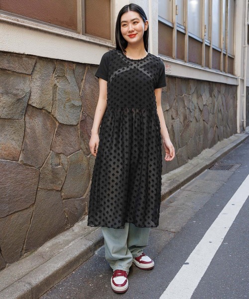 3.3 Field Trip （3.3フィールドトリップ）の「3.3 Field Trip／フラワーメッシュワンピース　2118441（ワンピース・レディース・ブラック/アイボリー・FREE）」の11枚目の写真