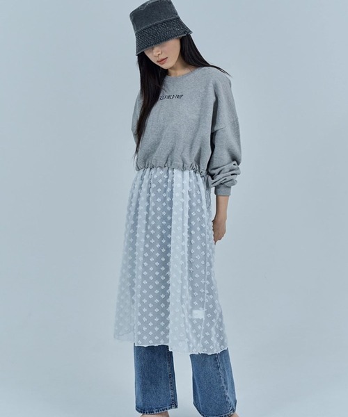 3.3 Field Trip （3.3フィールドトリップ）の「3.3 Field Trip／フラワーメッシュワンピース　2118441（ワンピース・レディース・ブラック/アイボリー・FREE）」の3枚目の写真