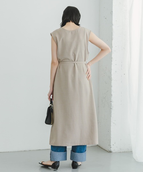 セール】『セットアップ対応』リネンライクウエストマークワンピース
