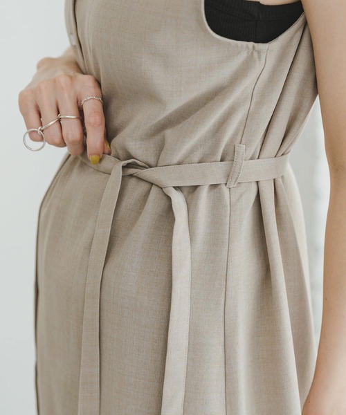 ITEMS URBANRESEARCH（アイテムズ アーバンリサーチ）の「『セットアップ対応』リネンライクウエストマークワンピース（ワンピース・レディース・ブラック/ベージュ/グリーン系その他・FREE）」の21枚目の写真