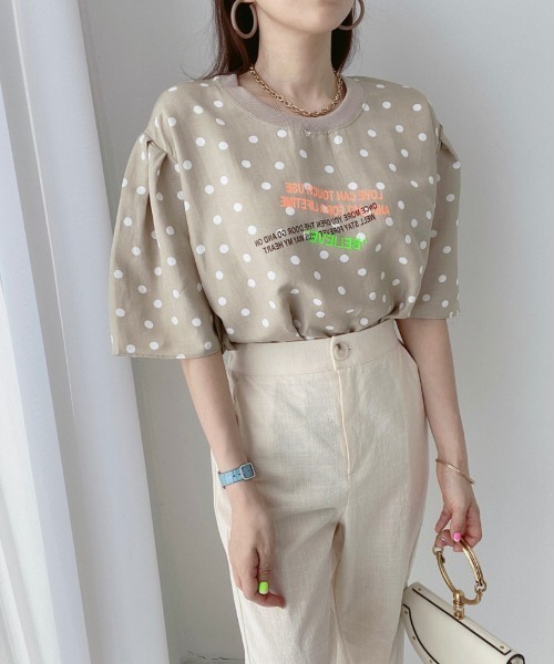 N.s(エヌドットエス)の「配色ロゴデザインドットTEE(Tシャツ/カットソー・レディース・ホワイト/ホワイト系その他/ブラック/モカ・FREE)」の7枚目の写真