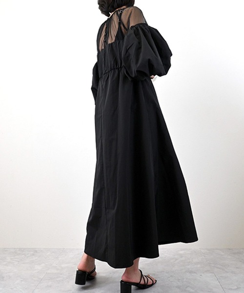 STYLEBLOCK（スタイルブロック）の「TNタフタ×チュールドッキングワンピース（ワンピース・レディース・チャコールグレー/ブラック/ホワイト系その他・M）」の6枚目の写真
