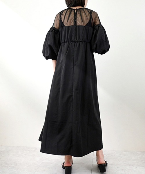 STYLEBLOCK（スタイルブロック）の「TNタフタ×チュールドッキングワンピース（ワンピース・レディース・チャコールグレー/ブラック/ホワイト系その他・M）」の7枚目の写真