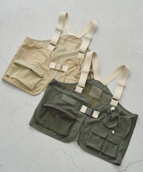 unclip（アンクリップ）の「ナイロンメッシュベスト（ベスト・レディース・カーキ/ベージュ・FREE）」の3枚目の写真