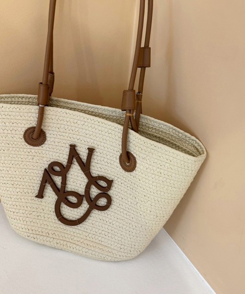 one after another NICE CLAUP（ワンアフターアナザーナイスクラップ）の「エンブレム付き雑材バッグ（トートバッグ・レディース・アイボリー/ライトブラウン/ブラック・FREE）」の11枚目の写真