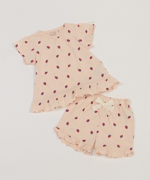 petit main（プティマイン）の「GIRLS半袖パジャマ（セットアップ・キッズ・マルチ/イエロー/ライトピンク・130cm/120cm/110cm/100cm/90cm/80ｃｍ）」の3枚目の写真