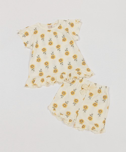 petit main（プティマイン）の「GIRLS半袖パジャマ（セットアップ・キッズ・マルチ/イエロー/ライトピンク・130cm/120cm/110cm/100cm/90cm/80ｃｍ）」の2枚目の写真