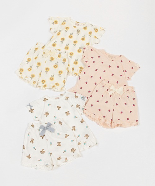 petit main（プティマイン）の「GIRLS半袖パジャマ（セットアップ・キッズ・マルチ/イエロー/ライトピンク・130cm/120cm/110cm/100cm/90cm/80ｃｍ）」の4枚目の写真