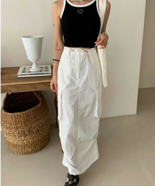 AMELY(エミリー)の「ドロストカーゴロング丈スカート(スカート・レディース・グレー系その他/ブラック/ホワイト・フリー/M/L)」の11枚目の写真