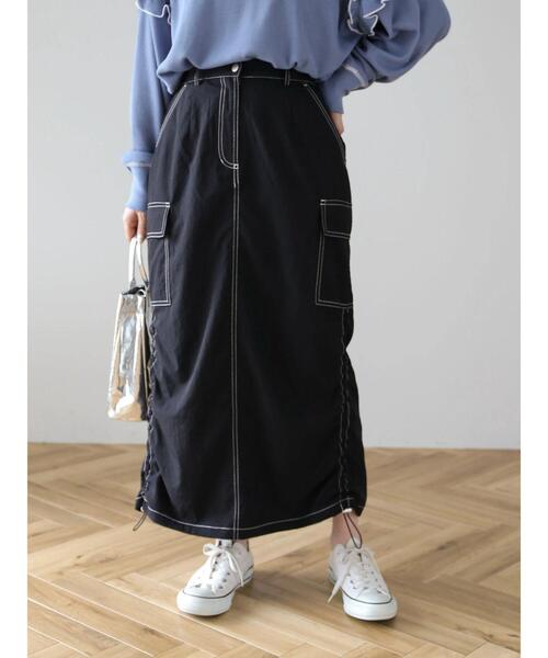 Sugar spoon（シュガースプーン）の「・SUGAR　SPOON　配色stカーゴスカート（スカート・レディース・アイボリー/ブラック/ピンク/グリーン・FREE）」の18枚目の写真