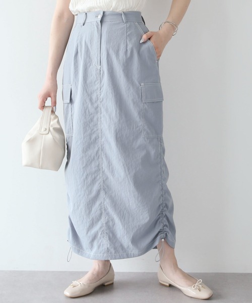 Sugar spoon（シュガースプーン）の「・SUGAR　SPOON　配色stカーゴスカート（スカート・レディース・アイボリー/ブラック/ピンク/グリーン・FREE）」の3枚目の写真