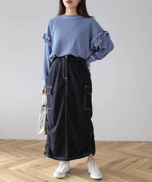 Sugar spoon（シュガースプーン）の「・SUGAR　SPOON　配色stカーゴスカート（スカート・レディース・アイボリー/ブラック/ピンク/グリーン・FREE）」の16枚目の写真