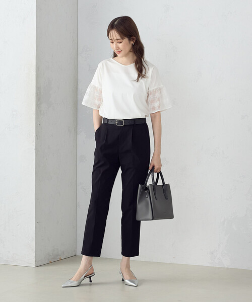 COMME CA ISM(コムサイズム)の「速乾 袖レース 半袖カットソー(Tシャツ/カットソー・レディース・ホワイト/ネイビー・MEDIUM/LARGE)」の13枚目の写真