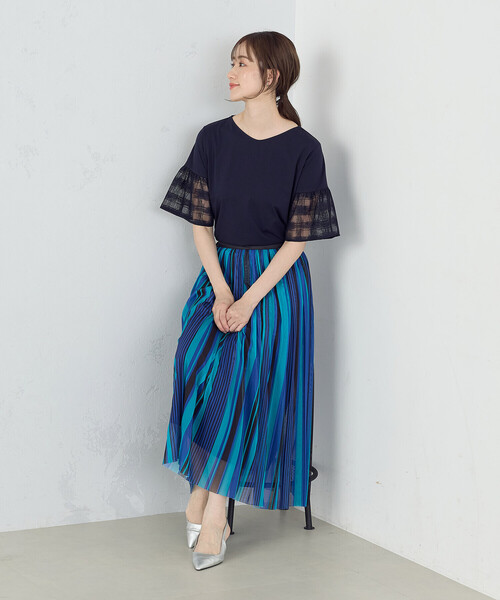 COMME CA ISM(コムサイズム)の「速乾 袖レース 半袖カットソー(Tシャツ/カットソー・レディース・ホワイト/ネイビー・MEDIUM/LARGE)」の11枚目の写真