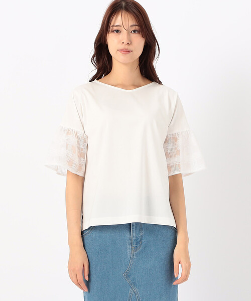COMME CA ISM(コムサイズム)の「速乾 袖レース 半袖カットソー(Tシャツ/カットソー・レディース・ホワイト/ネイビー・MEDIUM/LARGE)」の15枚目の写真