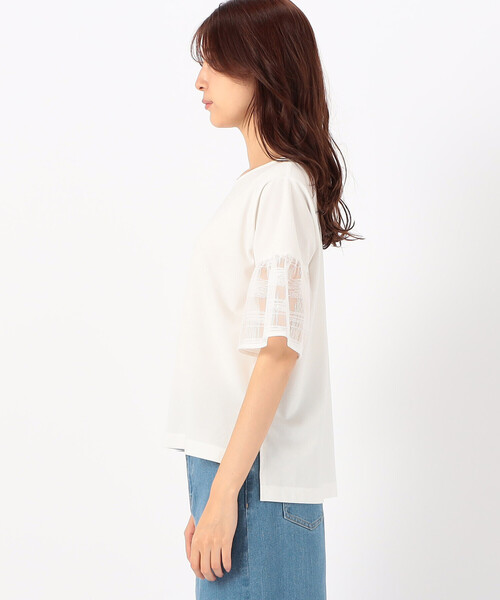 COMME CA ISM(コムサイズム)の「速乾 袖レース 半袖カットソー(Tシャツ/カットソー・レディース・ホワイト/ネイビー・MEDIUM/LARGE)」の16枚目の写真