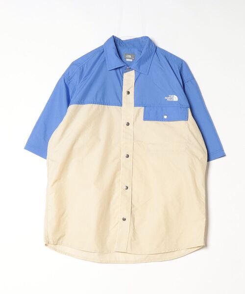 THE NORTH FACE（ザノースフェイス）の「ザ ノース フェイス THE NORTH FACE S/S Nuptse Shirt_ショートスリーブヌプシシャツ（シャツ/ブラウス・メンズ・グリーン/ホワイト×ブルー/ブラック・M/L/LL）」の2枚目の写真