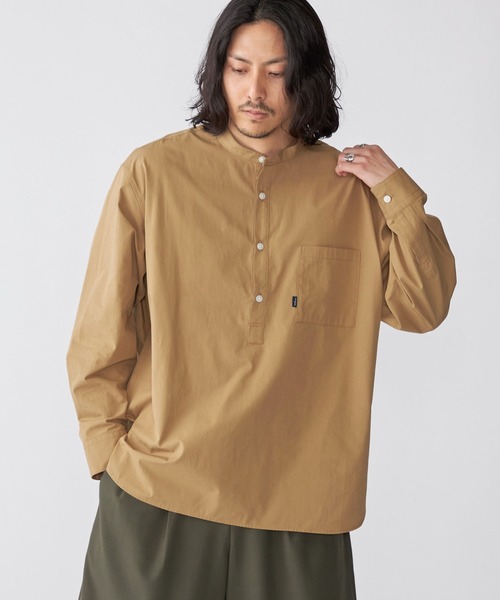 SHIPS.me(シップスミー)の「【ZOZO限定】SHIPS.me: バンドカラープルオーバービッグシャツ(シャツ/ブラウス・メンズ・グレー/ブルー/ライトグリーン/キャメル・S/M/L/XL/XS)」の4枚目の写真