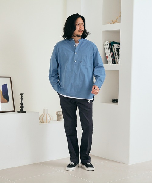SHIPS.me(シップスミー)の「【ZOZO限定】SHIPS.me: バンドカラープルオーバービッグシャツ(シャツ/ブラウス・メンズ・グレー/ブルー/ライトグリーン/キャメル・S/M/L/XL/XS)」の5枚目の写真