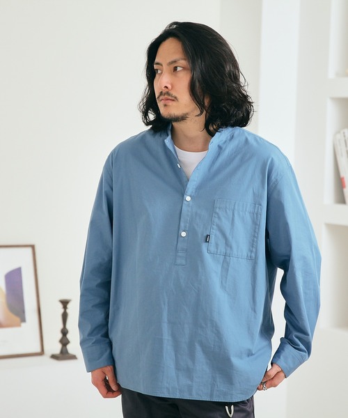 SHIPS.me(シップスミー)の「【ZOZO限定】SHIPS.me: バンドカラープルオーバービッグシャツ(シャツ/ブラウス・メンズ・グレー/ブルー/ライトグリーン/キャメル・S/M/L/XL/XS)」の9枚目の写真