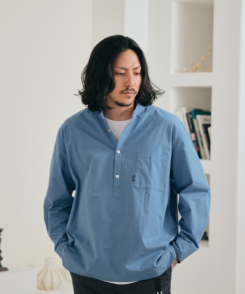 SHIPS.me(シップスミー)の「【ZOZO限定】SHIPS.me: バンドカラープルオーバービッグシャツ(シャツ/ブラウス・メンズ・グレー/ブルー/ライトグリーン/キャメル・S/M/L/XL/XS)」の8枚目の写真