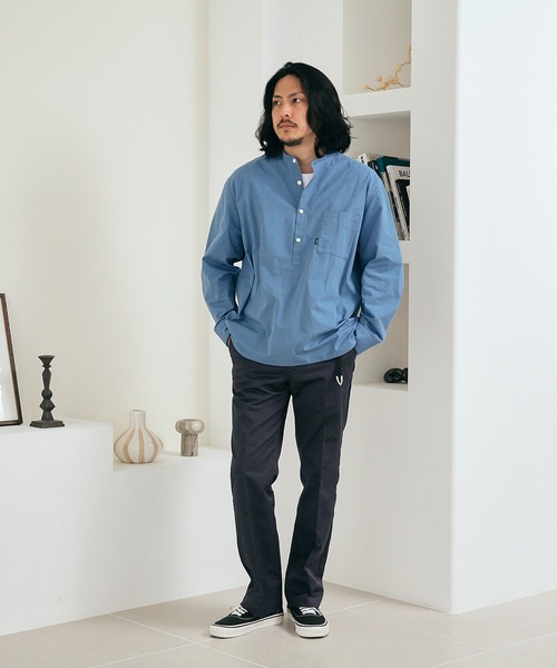 SHIPS.me(シップスミー)の「【ZOZO限定】SHIPS.me: バンドカラープルオーバービッグシャツ(シャツ/ブラウス・メンズ・グレー/ブルー/ライトグリーン/キャメル・S/M/L/XL/XS)」の6枚目の写真
