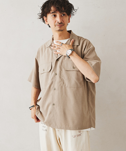 JOURNAL STANDARD relume（ジャーナルスタンダード　レリューム）の「"イージーケア" TECH-LINEN 半袖CPOシャツ（シャツ/ブラウス・メンズ・ブラック/ブラウン系その他/ブラックミックス/ベージュ・SMALL/MEDIUM/LARGE）」の19枚目の写真