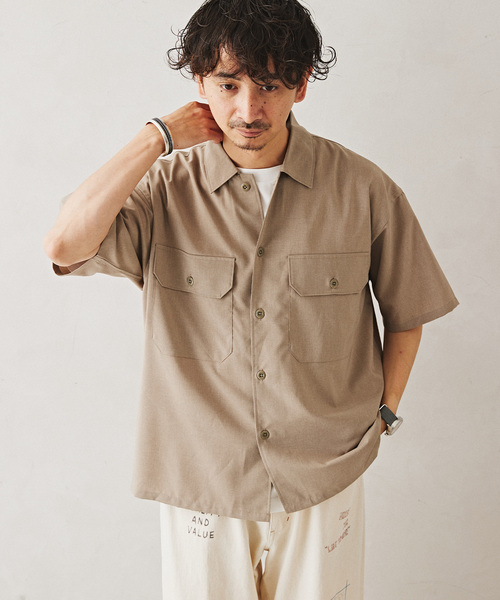 JOURNAL STANDARD relume（ジャーナルスタンダード　レリューム）の「"イージーケア" TECH-LINEN 半袖CPOシャツ（シャツ/ブラウス・メンズ・ブラック/ブラウン系その他/ブラックミックス/ベージュ・SMALL/MEDIUM/LARGE）」の16枚目の写真