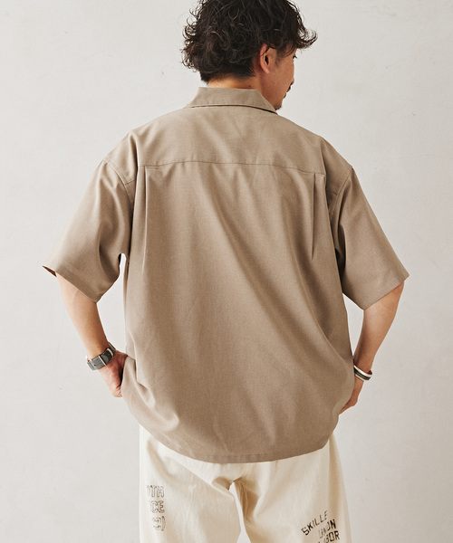 JOURNAL STANDARD relume（ジャーナルスタンダード　レリューム）の「"イージーケア" TECH-LINEN 半袖CPOシャツ（シャツ/ブラウス・メンズ・ブラック/ブラウン系その他/ブラックミックス/ベージュ・SMALL/MEDIUM/LARGE）」の13枚目の写真