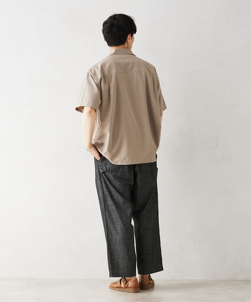 JOURNAL STANDARD relume（ジャーナルスタンダード　レリューム）の「"イージーケア" TECH-LINEN 半袖CPOシャツ（シャツ/ブラウス・メンズ・ブラック/ブラウン系その他/ブラックミックス/ベージュ・SMALL/MEDIUM/LARGE）」の11枚目の写真