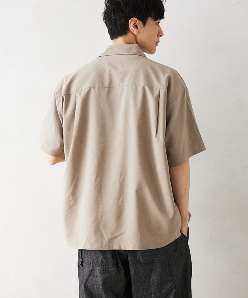 JOURNAL STANDARD relume（ジャーナルスタンダード　レリューム）の「"イージーケア" TECH-LINEN 半袖CPOシャツ（シャツ/ブラウス・メンズ・ブラック/ブラウン系その他/ブラックミックス/ベージュ・SMALL/MEDIUM/LARGE）」の7枚目の写真