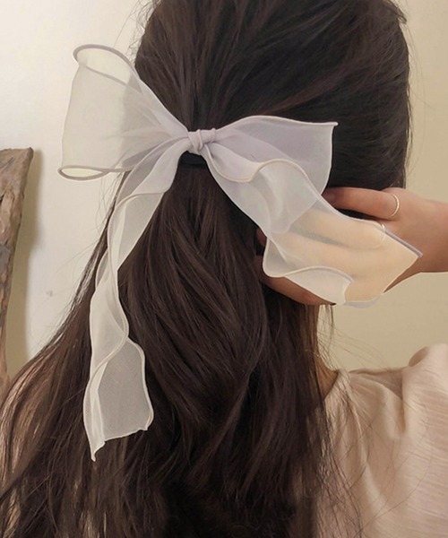 DiamondHearts(ダイヤモンドハーツ)の「ボリュームシフォンリボンヘアゴム(ヘアゴム・レディース・グレー/ブラック/グリーン/ベージュ・FREE)」の2枚目の写真