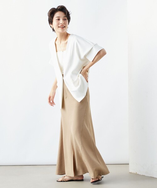 NOLLEY’S（ノーリーズ）の「ウォッシャブルツイル フレンチジャケット（ノーカラージャケット・レディース・ホワイト/ブラック・FREE）」の6枚目の写真