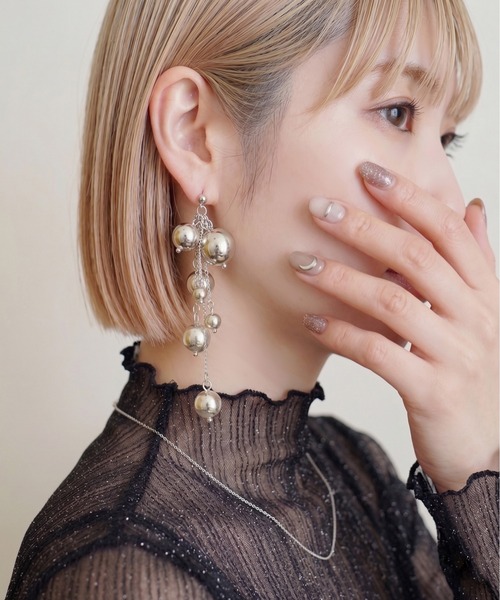styiro(スタイロ)の「ニッケルフリー じゃらじゃらメタルボールピアス(ピアス(両耳用)・レディース・シルバー・FREE)」の4枚目の写真