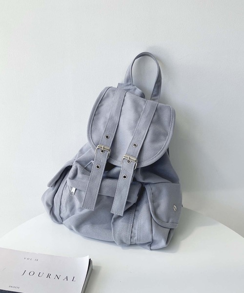 AS KNOW AS plus(アズノゥアズプラス)の「帆布 キャンバス ダブルベルト ビッグポケットリュック(バックパック/リュック・レディース・ブラック/ベージュ/アイボリー/グレー・FREE)」の20枚目の写真