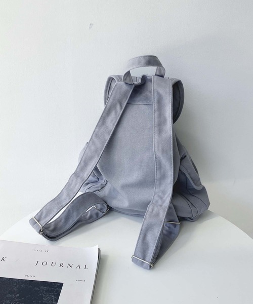 AS KNOW AS plus(アズノゥアズプラス)の「帆布 キャンバス ダブルベルト ビッグポケットリュック(バックパック/リュック・レディース・ブラック/ベージュ/アイボリー/グレー・FREE)」の19枚目の写真