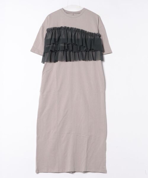 each（イーチ）の「チュールビスチェ風カットロングワンピ（ワンピース・レディース・ブラック/グレイッシュベージュ・FREE）」の18枚目の写真