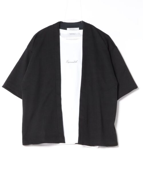 Right-on（ライトオン）の「5分袖 ボレロカーデアンサンブル（アンサンブル・メンズ・ブラック/ライトベージュ・M/L/XL）」の2枚目の写真