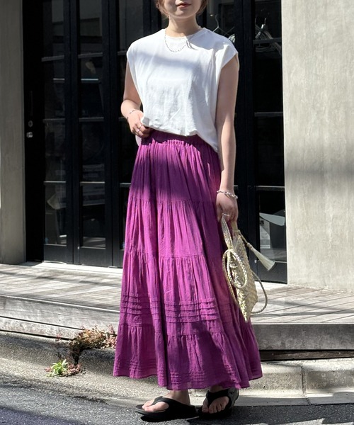 un dix cors（アンディコール）の「《着心地サラっと・着回しやすい》スムース肩タックプルオーバー（Tシャツ/カットソー・レディース・ブラック/オフホワイト/グリーン・FREE）」の5枚目の写真