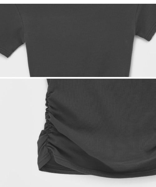 BLACKUP（ブラックアップ）の「[MADE] ジゼロアンバランスシャーリング半袖Tシャツ（Tシャツ/カットソー・レディース・チャコール/アイボリー/ブラック・FREE）」の19枚目の写真