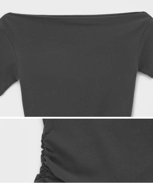 BLACKUP（ブラックアップ）の「[MADE] ジゼロアンバランスシャーリング半袖Tシャツ（Tシャツ/カットソー・レディース・チャコール/アイボリー/ブラック・FREE）」の20枚目の写真